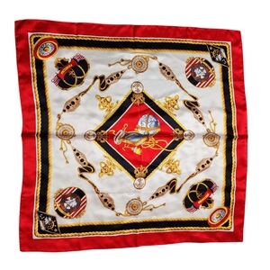 ST. JOHN square silk scarf nautical ship sailing military print 35x35in‎